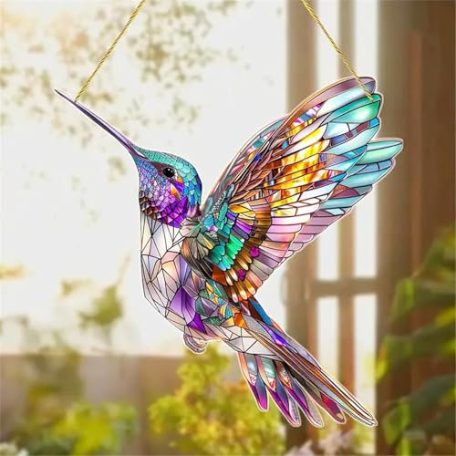 DAZZTIME Spirit Birds, Atrapasueños de Colibrí, Colgante de Colibrí Acrílico, Atrapasueños de Pájaros, para Ventana, Sala de Estar, Pared