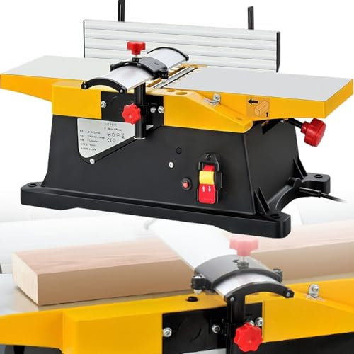 Cepilladora eléctrica multifuncional for carpintería de escritorio, profundidad de corte ajustable de 0-3 mm, cepilladora de mesa de 1800 W, cepilladora de madera de 6 pulgadas, 12000 RPM/min, for cor