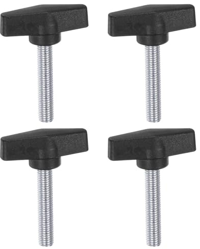 QUARKZMAN 4 Stück Rändelschrauben mit T Flügelknöpfe M10 x 40mm Kunststoff T-Kopf Kohlenstoffstahl 55mm Gewindebolzen Klemmschraube Flügelschraube Haltegriffe Klemmknopf für Maschine