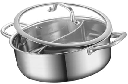 Sharplace Shabu Shabu Hot Pot with Divider Soup Cookware Two Flavor Induction Cooktop Portable Double Sided Pot Gas Stockpot for Party, 30cm