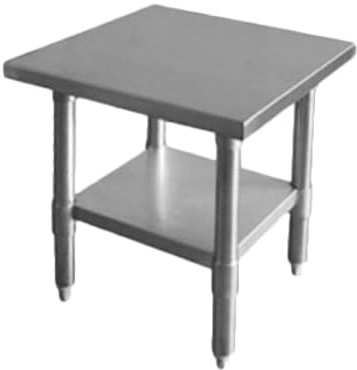 FSE SLWT43024F Tavolo da lavoro, 30 x 24 x 35, piano piatto in acciaio inox calibro 18/430, bordi rovesciati, sottopiano e gambe regolabili in acciaio zincato, piedini regolabili in plastica da 1