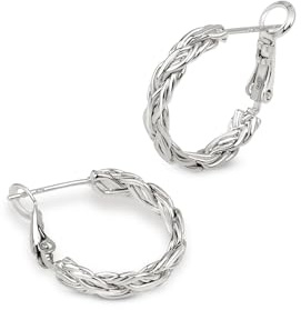 Amberta Trendiga Kraftiga 925 Sterling Silver Post Tvistade Creoler för Kvinnor | Runda Statement-Creoler, Klassisk Gåva, Lättvikt: Silver Fiskbensdesign 20 mm Hypoallergen