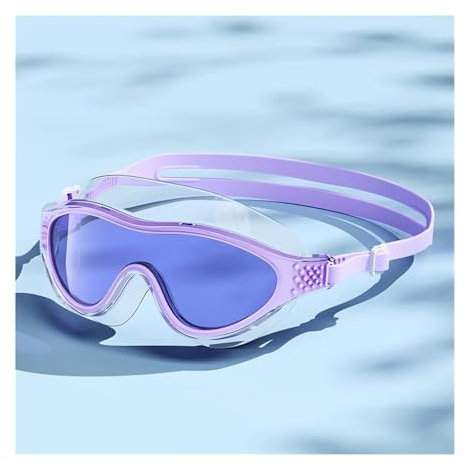 Dykmasker Stor ram Simning Vattentät Silikonglasögon av livsmedelskvalitet Simglasögon Anti-dimma UV-dykarglasögon dykset(Clear purple)