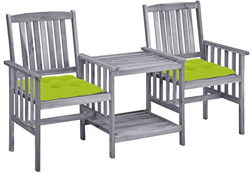 Fasba Akazienholz Massiv Gartenstühle mit Teetisch Kissen Bistroset Balkonset Gartenmöbel Sitzgruppe Gartenset Tisch Stuhl Balkonmöbel