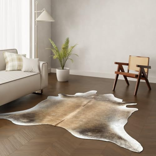 Wildlife Design Kuhfell Teppich Echtfell – Camel Dunkel XL 230×210 cm | Premium Naturfell | Warm, Elegant & Nachhaltig | Tierfreundlich + GRATIS Lederuntersetzer