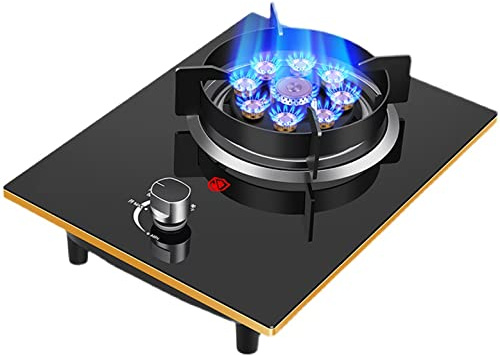 Burner Gas Cooker gas hob 5.2KW Gas Hob For Cooking For Flexible & Precise Table Top Or Built-in Cooking - 1 Cast Iron Portable Hob Ring - For Compact Living, Kitchen, Camping Or Caravans,(Lpg)