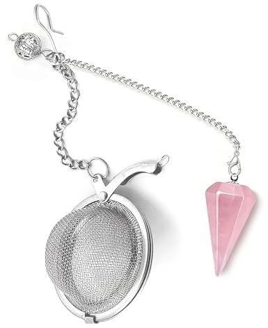 Infudivine Quartz Rose - Infuseur boule filtre à thé - Magnétisation du thé - Lithothérapie - Acier inoxydable - Pierre naturelle - Idée cadeau - Bien être détox - TÉTI