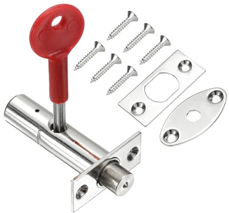 PATIKIL Steel Cylinder Core, 16 mm Hidden Mortise Lock Hidden Tube Well Key Mortise Lock with Key and Screws for Door Hardware, Silver/Red