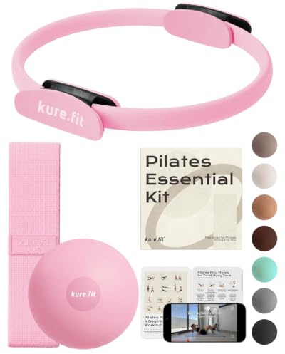 Pilates Kit | Pilates Equipment Set for Home Workouts | Accessories & Guide | Matching-color Pilates ball, Pilates ring, resistance bands, Pilates accessories, video tutorials & gift box for home use.