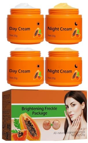 Papaya aufhellende Gesichtscreme, Papaya aufhellende Sommersprossen-Entferner-Creme, spendet Feuchtigkeit und Elastizität, mildert dunkle Flecken, für alle Hauttypen geeignet, Tag und Nacht.