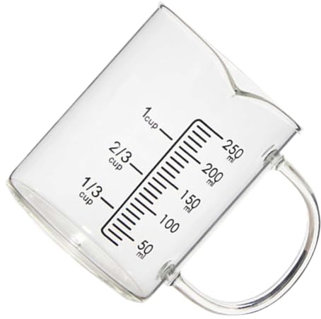 IWOWHERO Verre Doseur avec Bec Verseur Tasse à Mesurer pour Lait Café et Boissons Verre Transparent pour Cuisine et Service à