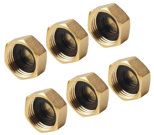 SHINEOFI 6pcs 1/2 Inch Brass Female Thread Blanking Nut Caps Washers, Plumbing Pipe End Stopper Plugs for Washing Machine Radiator Valve Repair and Replacement