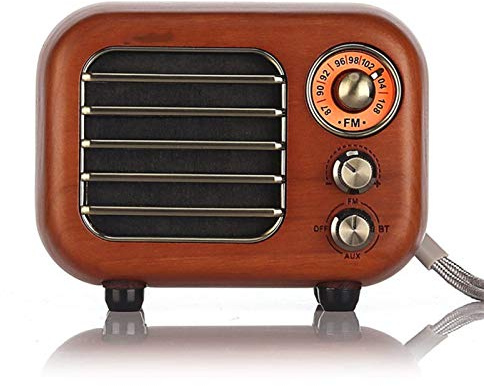 BGAZA Radio Retro b-l-u-e-t-o-t-u-h-t-o-t-h Altavoz de Madera FM de Madera con Estilo clásico Antiguo, Tarjeta TF y Reproductor de MP3 Fuerte Volumen