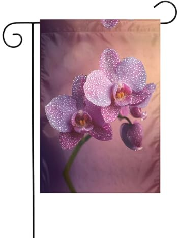 WZYWHJ Orchideen mit Wasser bedeckte Gartenflagge 30,5 x 45,7 cm für eine modische Outdoor-Umgebung
