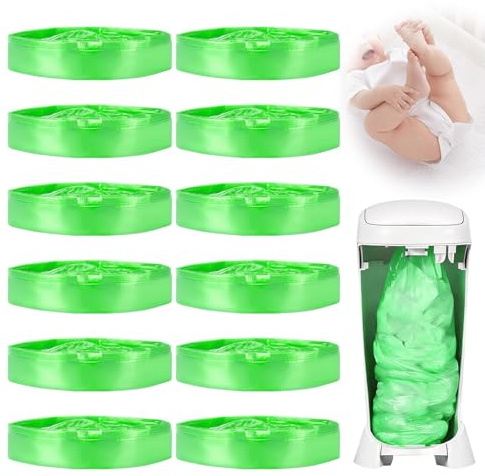 Alitree 12 X Nappy Bin Refills, Fits Most Standard Nappy Bins, Bulk Pack, Economical, Excellent Odor and Tear Resistance