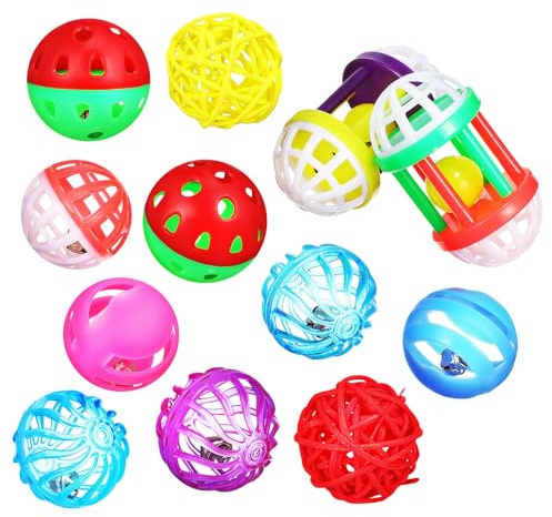 ROMISBABA 12 Pièces Boules Jouet Recherche Nourriture pour Oiseaux Perroquets Perruches Jouets Mâcher