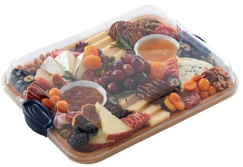 Kopinma Charcuterie Board mit Deckel, Tragbares Bambus-Käsebrett, Schneidebrett mit Integrierten Fächern und Griffen, Multifunktionales Servierbrett Perfekt für Wurstwaren, Snacks und Fleisch