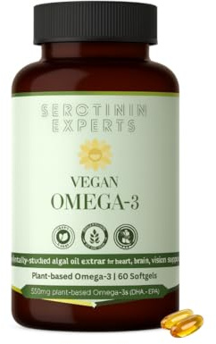 Vegan Omega-3 Algal Oil Capsules with DHA & EPA for Brain, Heart & Vision Health | BluePure55™ High-Purity Plant-Based Omega Complex | Sustainably Sourced, Non-GMO – 60 Capsules