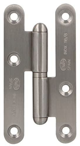 Amig - Charnière Gauche | 100 X 58 X 2 mm | 100 X 58 X 2 mm | Rondelle À Pression | Sans Bords | Bords Arrondis | Supports De Porte Avec Fermeté | Acier Inoxydable 18/8 Argent Mat