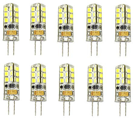 Lot de 10 mini lampes LED G4 7 W en silicone haut de gamme AC/DC 12 V pour remplacer les ampoules halogènes (blanc froid AC/DC12 V 7 W) (blanc froid 6000 K 7 W)