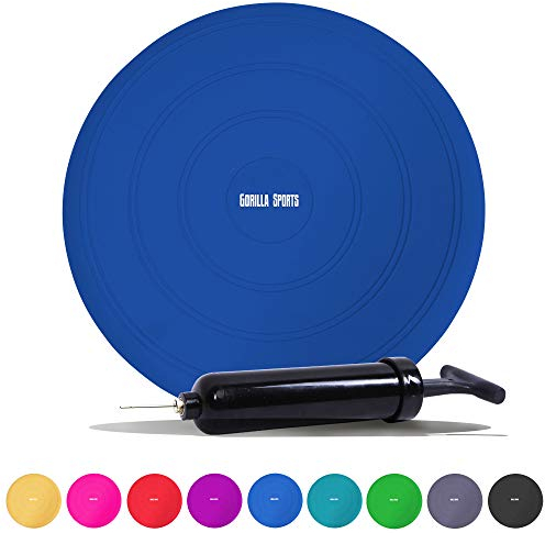 GORILLA SPORTS® Ballsitzkissen - inkl. Pumpe, 33cm Durchmesser, bis 220 kg, ohne Noppen, Anti-Burst, für Fitness, Reha & Rückentraining - Balancekissen, Luftkissen, Balance-kissen, Balance Pad