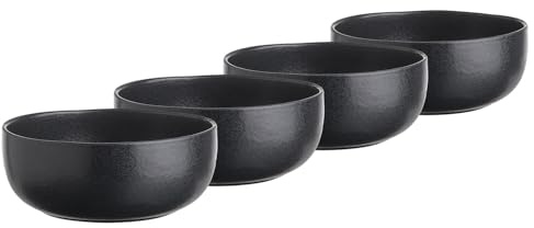 BUTLERS 4er Set Schalen Steinzeug - CASA NOVA - Spülmaschinenfest | Farbe Schwarz - 600 ml - Müslischalen für Müsli & Obst - Salatschalen für Salate & Beilagen - Reaktive Glasur