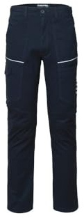 ROSSINI A80704 Pantalone da lavoro R-Stretch multitasche in cotone twill elasticizzato chiusura con zip e bottone Blu
