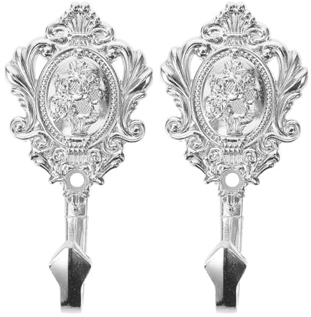 IMIKEYA 2Pcs Vintage Vorhang Raffhalter Haken Rose Gardinen Holdbacks Wand Haken Aufhänger Halter für DIY Home Office Goldene Hut Handtuch Silber