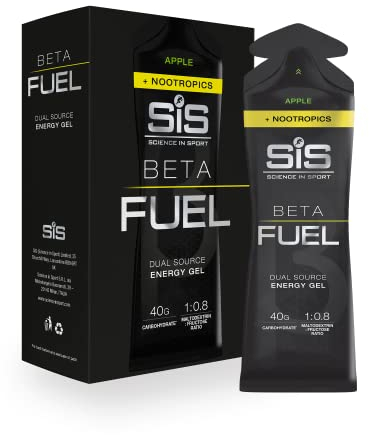 Science in Sport BETA Fuel + Nootropica Gel 6 x 60ml Apfel - Energiereiches Kohlenhydrate Gel mit 40g Kohlenhydrate, Energy Gel für Ausdauersportler