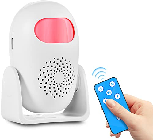 TOWODE Allarme Sensore di Movimento Rilevatore di Movimento Wireless PIR con Telecomando, Allarme Porta di Benvenuto con 24 Voci 4 Livelli di Volume (1 Sensore di Movimento, 1 Telecomando)