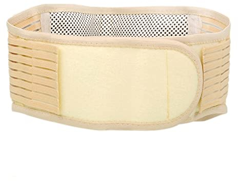 ZFF Faja Lumbar Soporte Espalda Cinturón De Soporte Lumbar Faja Espalda Elástica Abdominal Hombre Mujer con Tiras Flexibles Y Terapia Magnética (Color : Beige, Size : S/Small)