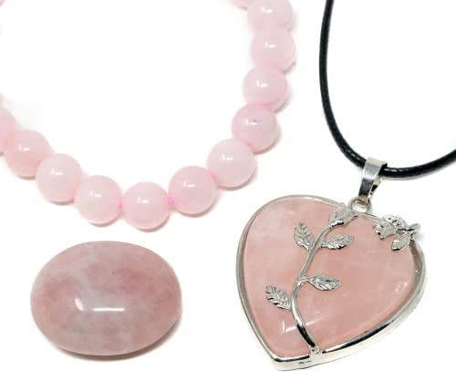 Primicity Rose quartz set - includes necklace bracelet & crystal | / Heart Healing UK Seller (10689315)