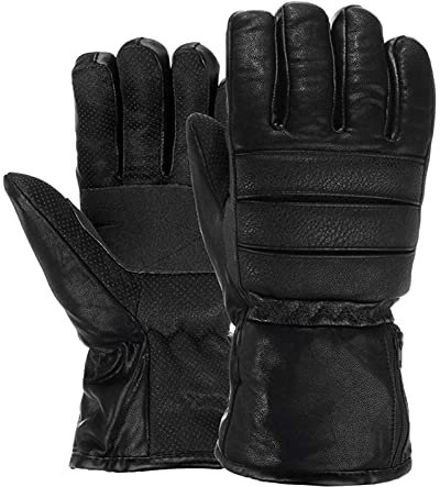 SBTXHJWCGLD Guantes calefactables, S/L Cuero Invierno Guantes calefactores eléctricos Batería Recargable Guante calefactable para Manos Guante Calefactor Impermeable al Aire Libre para hombr