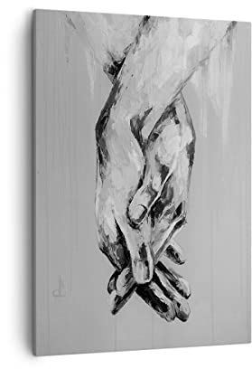 Moderno Quadro su Tela 50x70 cm Verticale Bianco e Nero Persone - 4566