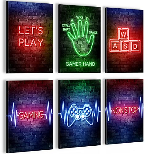 Novart Wandbilder Set Spielkonsole Gamer - KOMPLETT AUFHÄNGFERTIG - Made in Germany - Moderne Bilder Kinderzimmer Junge Teenager - N004264a