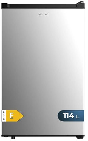 Cecotec Frigorifero Piccolo Minifrigo Retrò 114L 1 Porta Bolero Coolmarket TT Origin 114 L Inox. Frigorifero da Tavolo, 83,6cm di Altezza e 50,6cm di Larghezza, Basso Consumo, Temperatura Regolabile