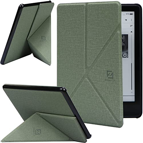 ZhaoCo Hülle für 6,8-Zoll Kindle Paperwhite (11. Generation-2021) und Kindle Paperwhite Signature Edition E-Reader, PU-Lederhülle, Vertikale und Horizontale Anzeige - Blaugrün