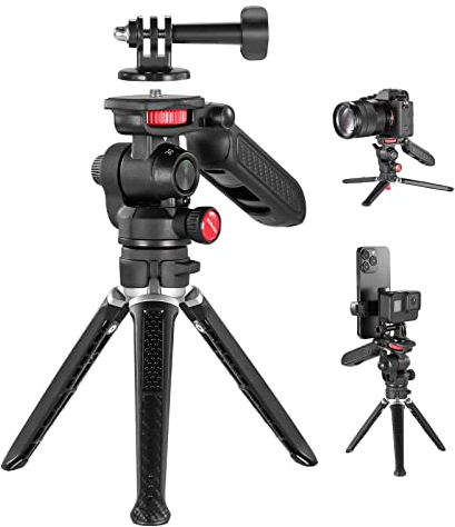 NEEWER Mini Trépied pour Appareil Photo et Smartphone avec poignée/Adaptateur caméra d'action/360° Pan&Tilt, Vlog, Compatible avec iPhone GoPro Hero 13 12 11 10 Reflex numériques Samsung, TS003