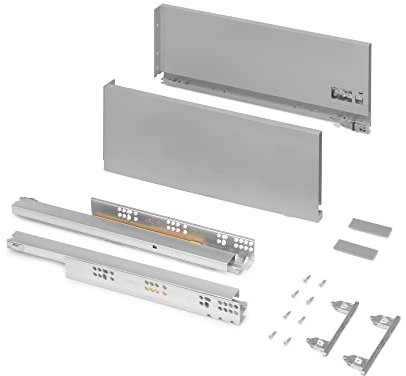 Emuca - Vertex Schublade 40 kg Höhe 178 mm, Tiefe:350mm, Grau metallic, Stahl, 1 St.