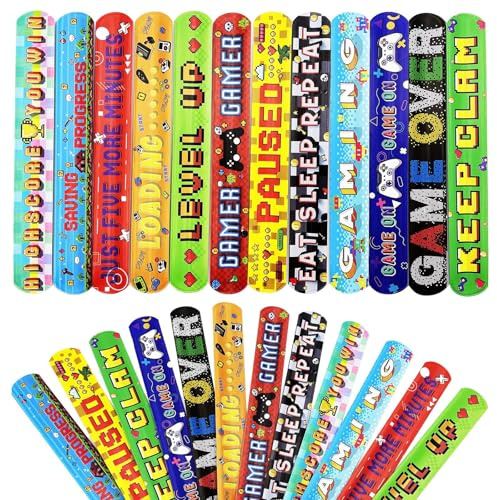 Mienocol 24 st spelarmband slapband, barnspelare fest snapband armband för pojkar flickor spel födelsedagsfest presenter klassrum priser julklappar