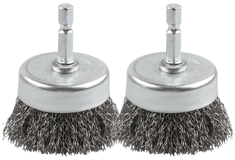 2 Pack WENORA Wire Brush Set for Drill, 1/4 Inch Hex Shank, 0.010 Inch Coarse Carbon Steel Drill Brush, Rust Removal - 2 Inch