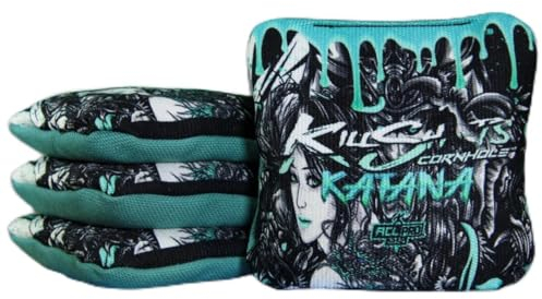 Killshots Cornhole | Katana Series | Limited Edition | ACL Pro zertifizierte Cornhole Bags | Premium Qualität | Dual-Speed | Langlebig & Wetterbeständig | Set mit 4 Beuteln (Smaragd)