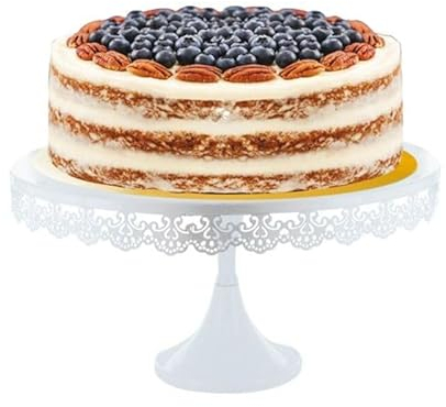 Présentoir gâteau blanc broderie Ø 35 cm