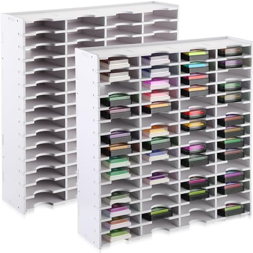 Sunnychicc 2 Stück Stempelkissen-Aufbewahrungshalter, Stempelorganizer, Stempelhalter, Aufbewahrungsregal für Zuhause, Büro, Handwerk, Schulbedarf, weiß