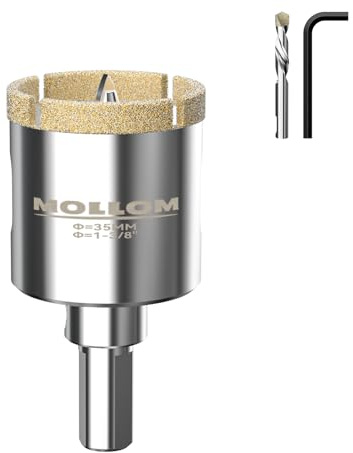 MOLLOM 1-3/8 (35mm) Scie trépan diamantée avec 2 forets pilotes | Scie à carottier pour carreaux, coupe nette sur carreaux de porcelaine, céramique, marbre et granit