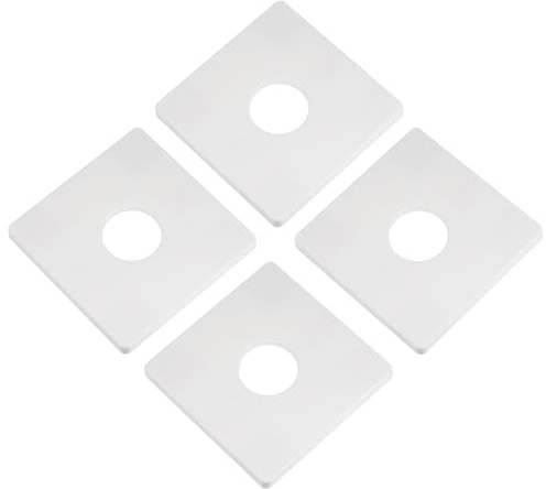 QUARKZMAN 4pz Flangia Divisa per Parete, Piastra Adesiva Quadrata in ABS con Foro 28mm/1,1 Diametro, Copertura per Tubo Acqua per Decorazione del Rubinetto, Bianco