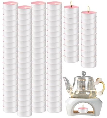 Kongou Luces de té perfumadas - Vela Parpadeante Velas de té candelita - Paquete de 100 Velas perfumadas, Velas cálidas sin Goteo, Velas románticas Ligeras para Bodas, 4 Horas de duración de