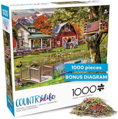 Buffalo Games - Country Life - Country Clubhouse - 1000 Piece Jigsaw Puzzle for Adults Challenging Puzzle Perfect for Game Nights - Finished Size 26.75 x 19.75