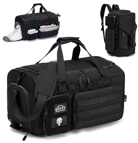 BAGZY Arbeitstasche Herren 40L Taktischer Reisetasche Sporttasche Einsatztasche Polizei Trainingstasche Herren Mit Schuhfach Groß Reisetasche Taktisch Für Reise Sport Fitness Weekender Zelten Schwarz