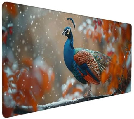 Tapis de Souris de Jeu, Tapis de Souris 1200x600, Grand Tapis de Bureau sous Main Bureau avec Base en Caoutchouc antidérapante pour Gamer, Cadeau Tapis de Souris Ergonomique Couleur Orange (Paon) W-6